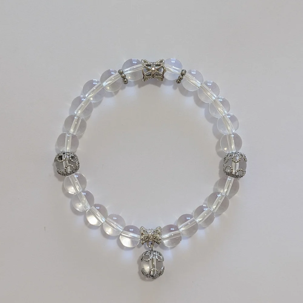 Clear Quartz Bracelet With Charm - Picture 3 of 10